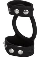 Silicone Tri-snap C And B Cage Cock Ring - Black