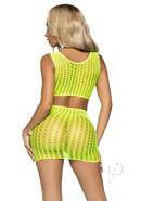 Leg Avenue Crochet Net Tank Crop Top And Mini Skirt (2...